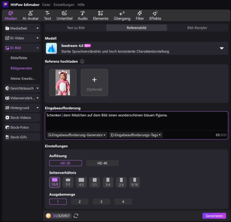 Schreibe Prompt und generiere