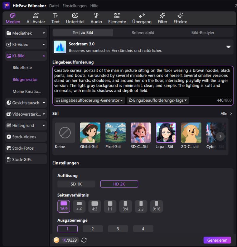 Wählen Sie die KI-Cartoon-Methode