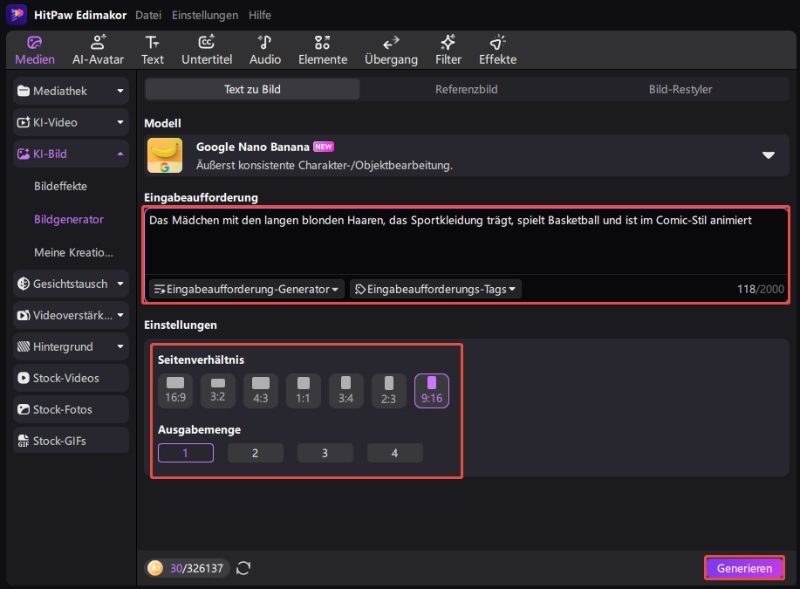 Gib den KI-Mädchen-Prompt ein