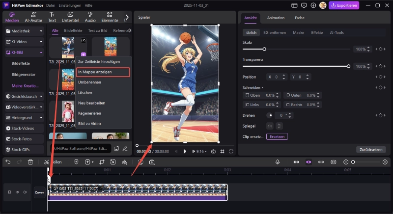 Erstelle ein KI-Mädchen mit Edimakor