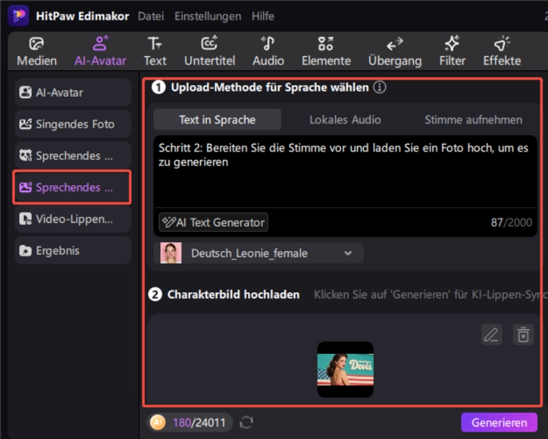 Edimkaor AI Talking Photo Schritt 2