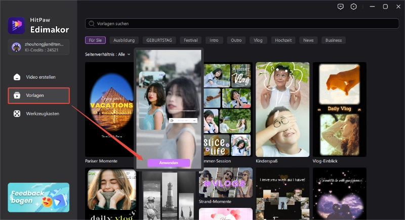 Schritt für Videovorlagen 1