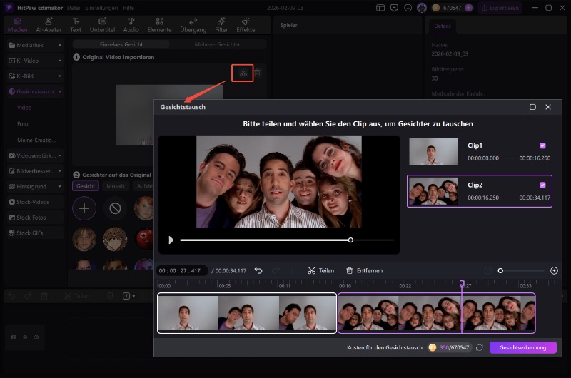 Video schneiden für Face Swap