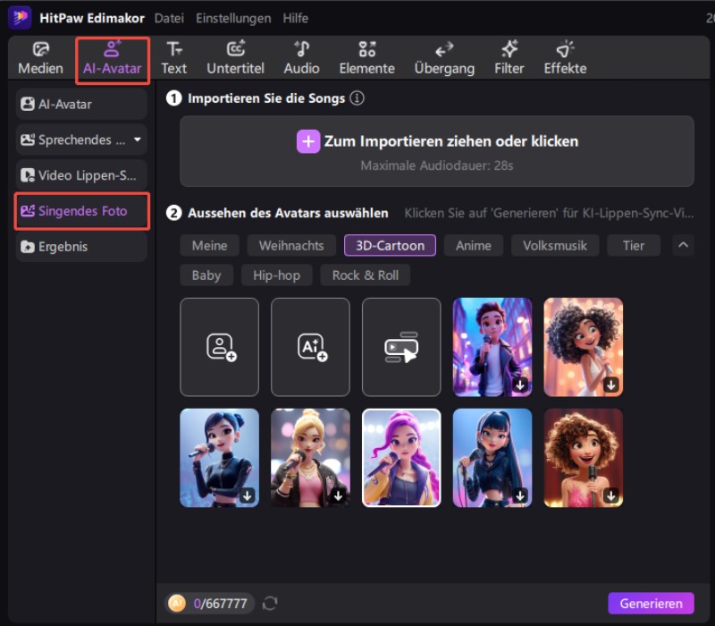 Singing Photo auswählen – KI singendes Foto erstellen
