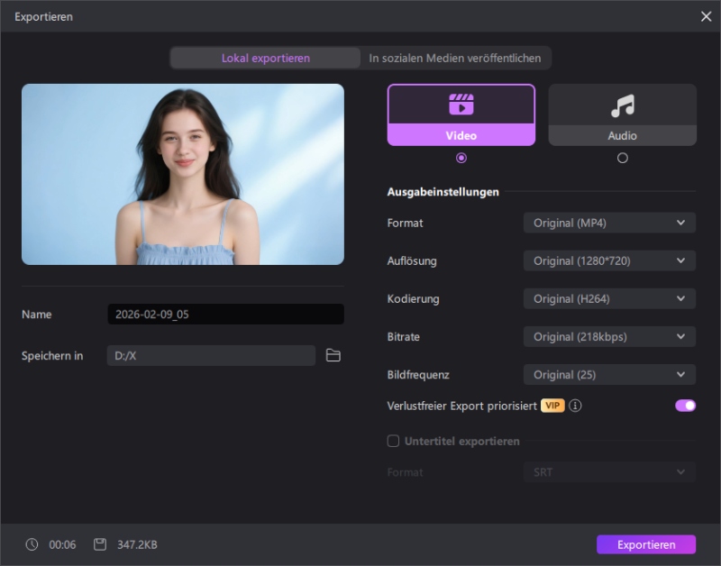 Edimakor Voice Clone – Exportieren der Audiodatei