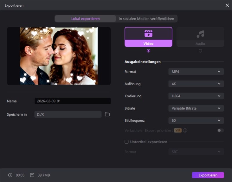 KI Video exportieren