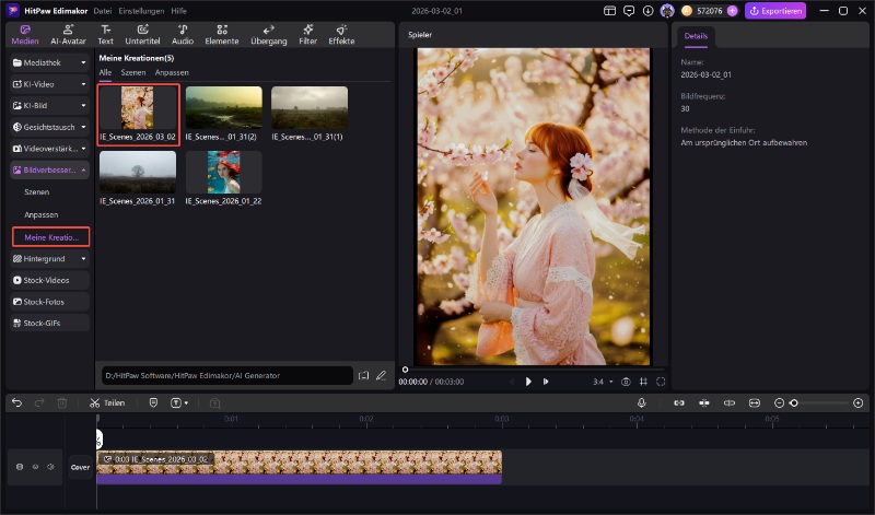 Verbesserte Bilder in Meine Kreationen anzeigen