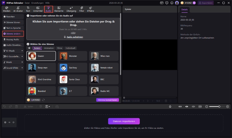 KI Stimmenverzerrer in Edimakor starten