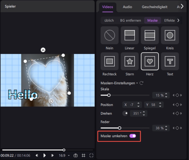 Edimakor Video-Maske invertieren