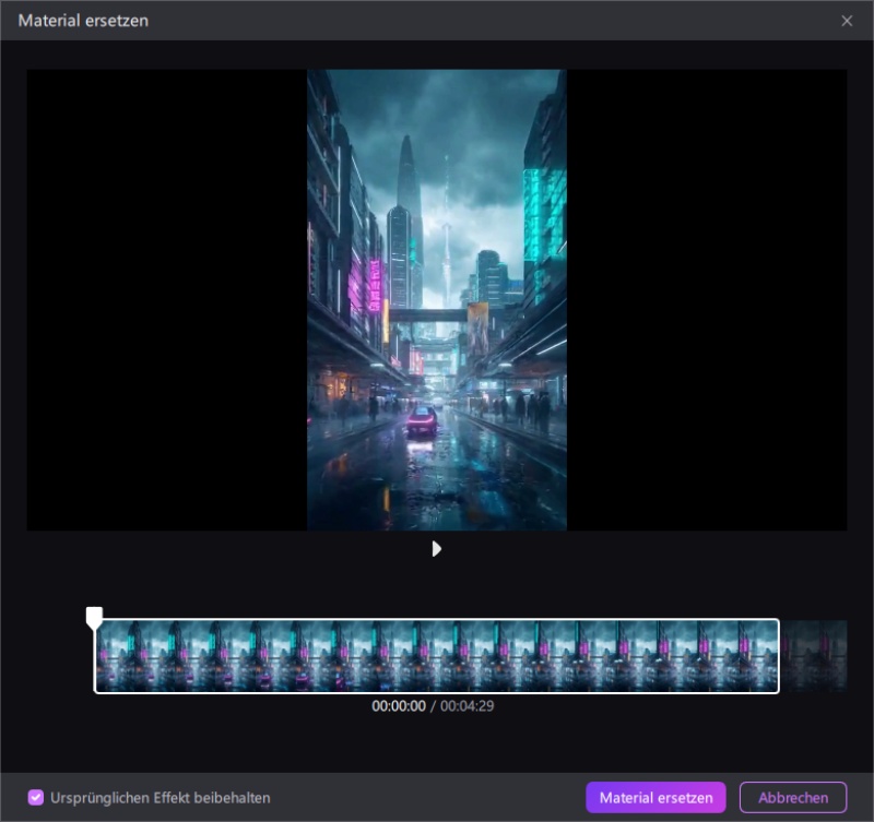 Clips ersetzen bestätigen