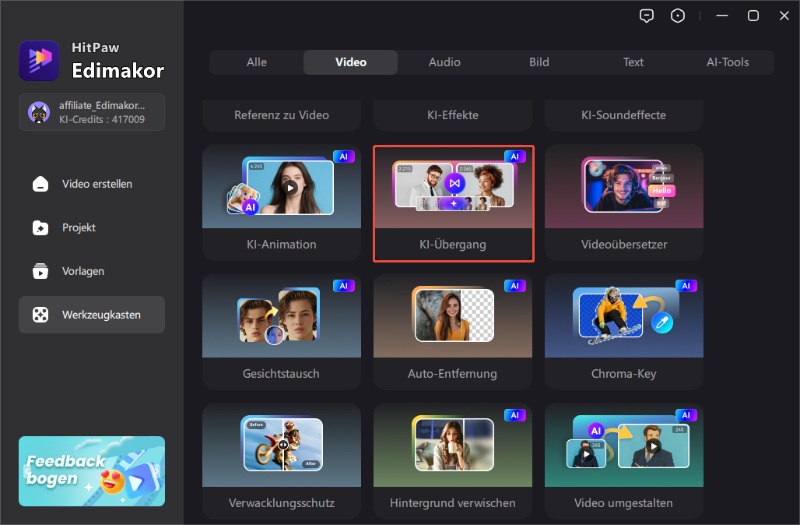 Bilder für KI Übergänge hochladen
