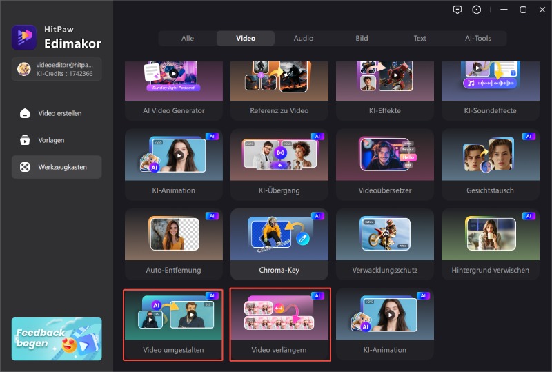 Zugriff auf das Video-zu-Video-KI-Tool