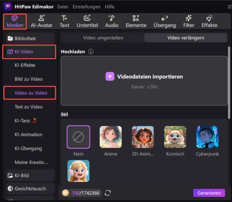 Kostenlose Video-zu-Video-KI-Funktion finden
