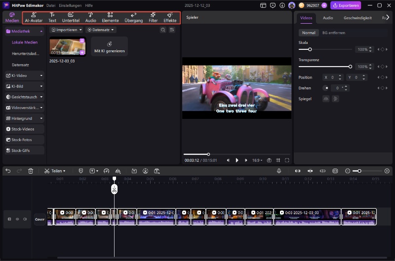 Standort des Video-Verbesserungstools