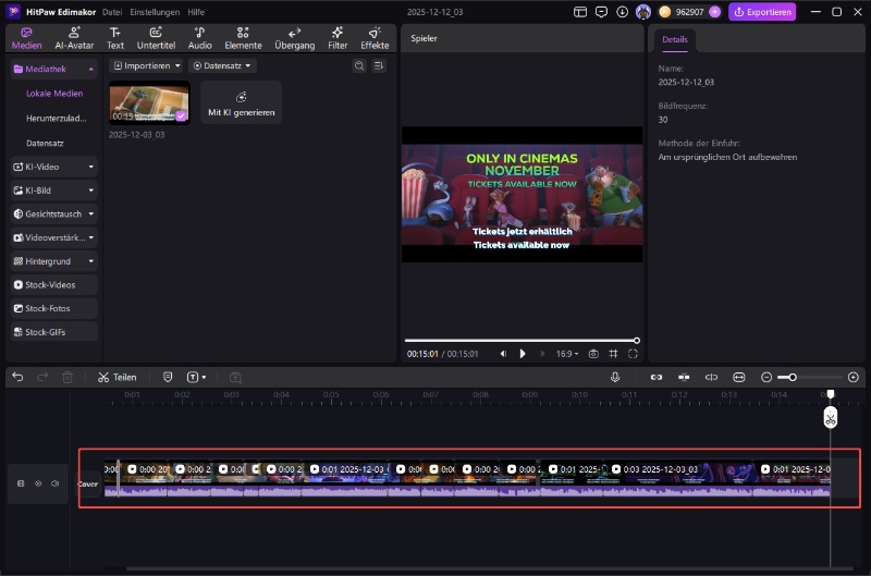 KI Video Enhancer Startbildschirm