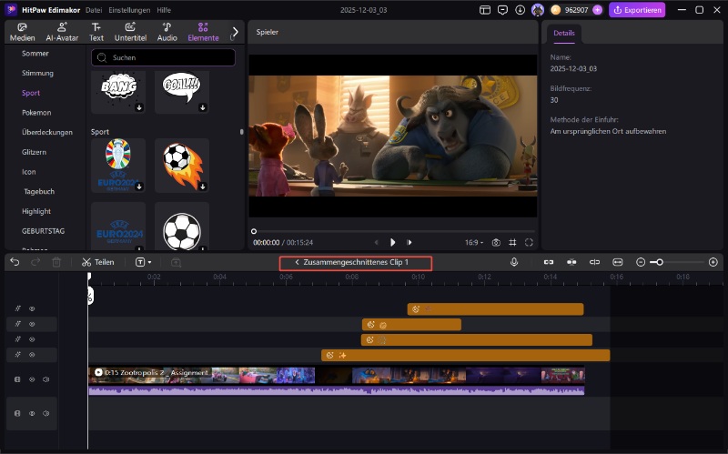 Edimakor-Anwendung wie man Compound-Clips verwendet