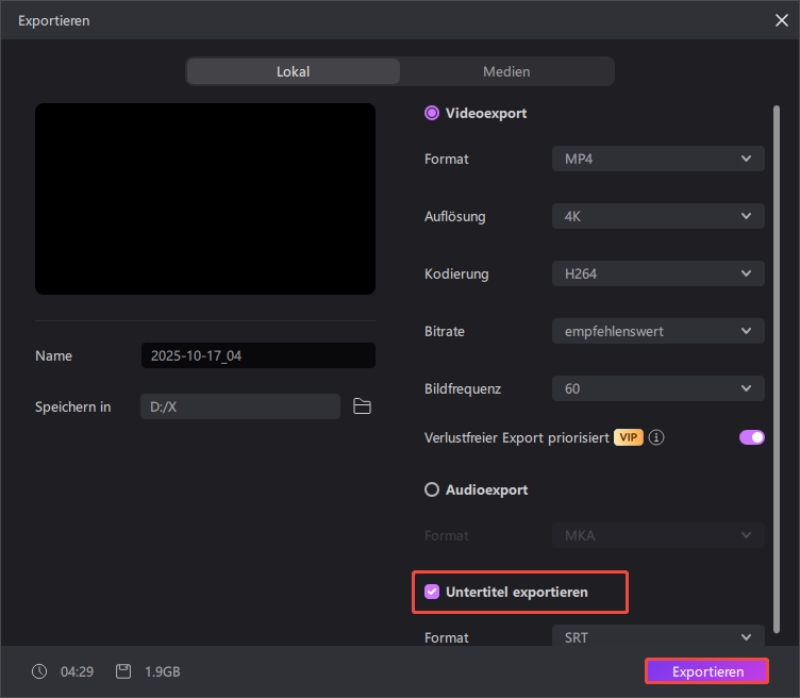 Liedtext exportieren