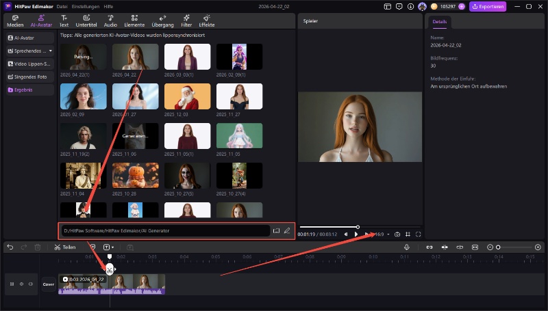 Video Lip Sync Generierung in Edimakor – KI-basierte Synchronisation und Ergebnisvorschau