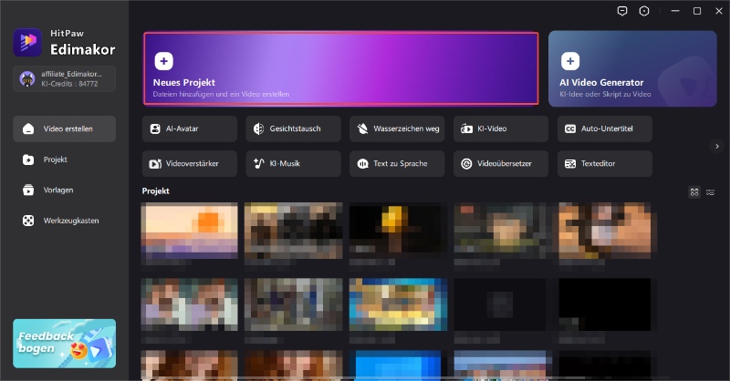 HitPaw Edimakor Projekt starten
