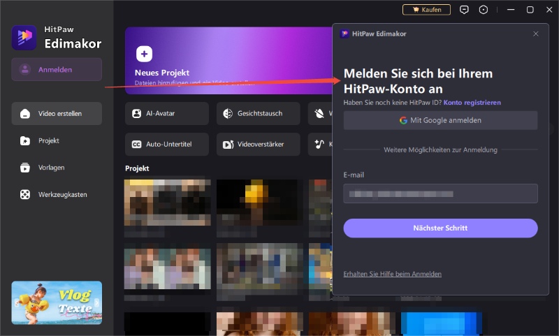 HitPaw Edimakor Anmeldung und Aktivierung
