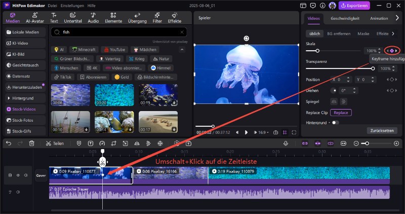 Keyframe hinzufügen