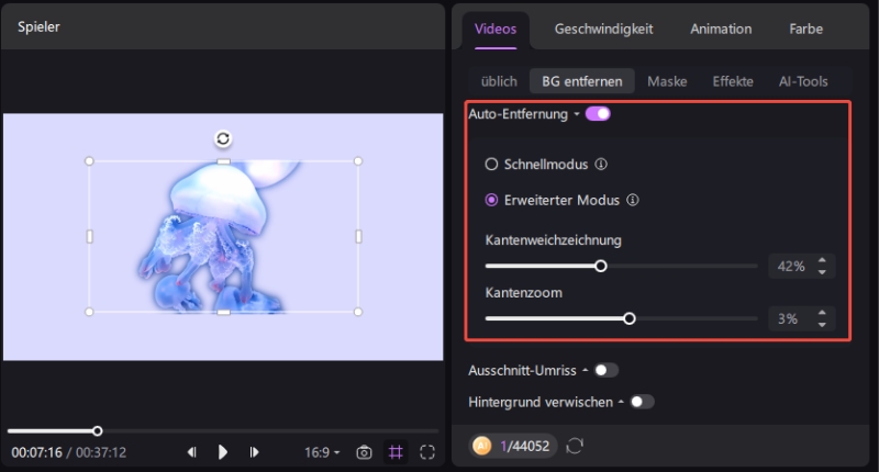 keyframe-hintergrund entfernen