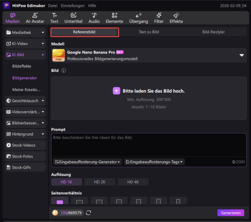KI Face Swap Referenzbild auswählen – Bild hochladen