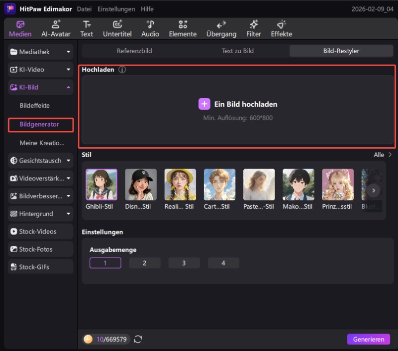 KI Bildstil ändern – Referenzbild hochladen im KI Image Restyler