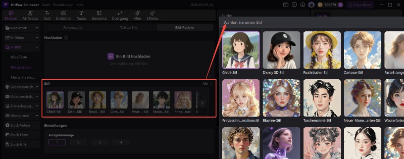 KI Bildstil auswählen – Stilbibliothek für Bild-Transformation
