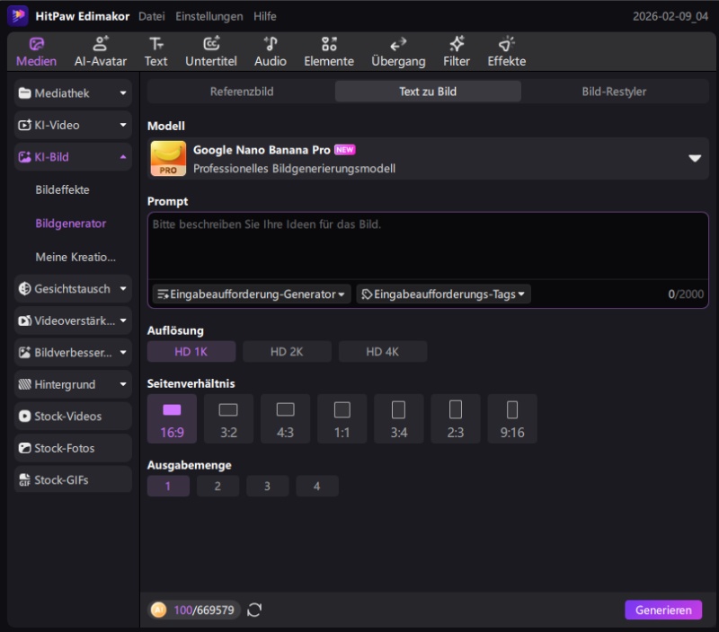 KI Face Swap Menü – Bild oder Video auswählen