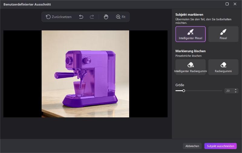 Die automatische Freistellung des Produktbildes manuell optimieren und Kanten säubern
