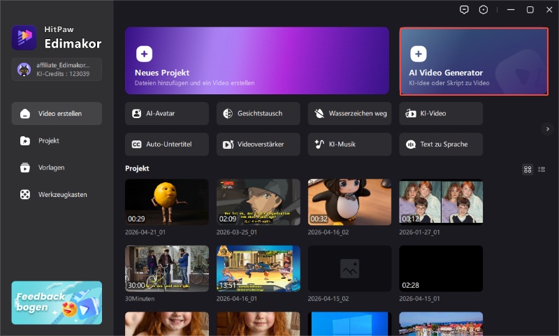 KI Story-to-Video Funktion öffnen