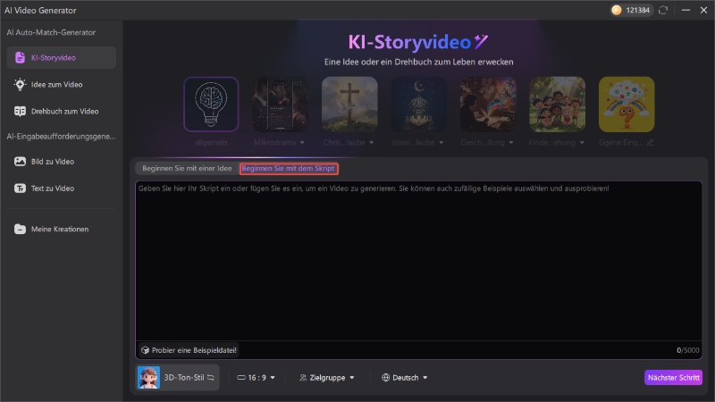 Skript Einstellungen anpassen