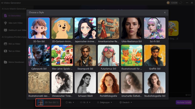 Video-Stil auswählen