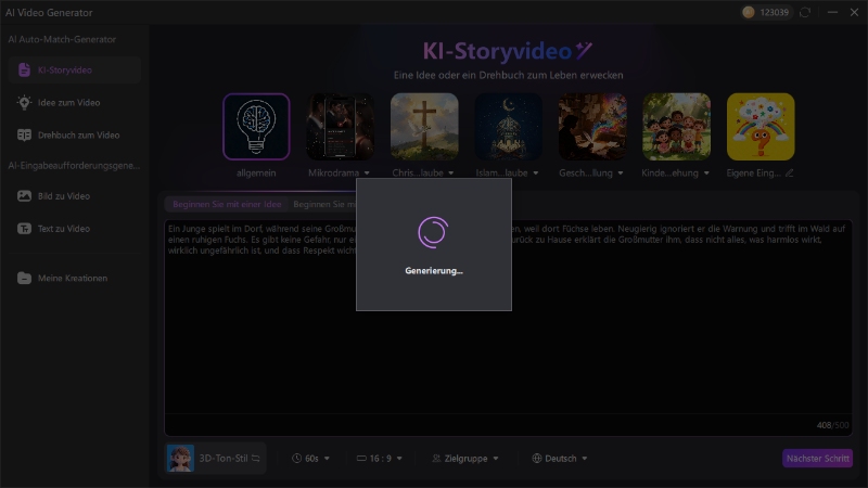 Weiter zum Skript generieren