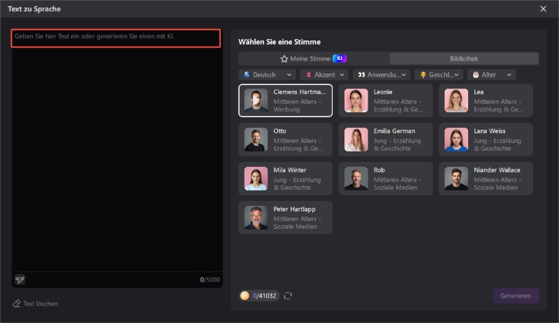 HitPaw EdiMakor Text-to-Speech-Anleitung - Wählen Sie den Textstil