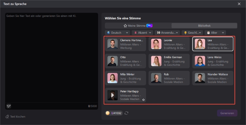 Hitpaw EdiMakor Text-to-Speech-Anleitung - Sprache auswählen