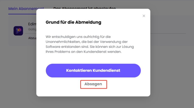 Klicken Sie auf Still Cancel