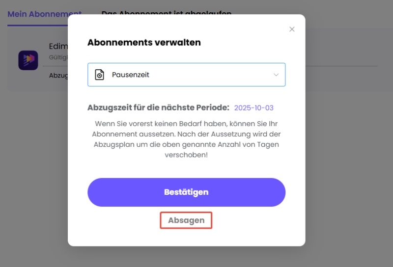 Klicken Sie auf Still Cancel