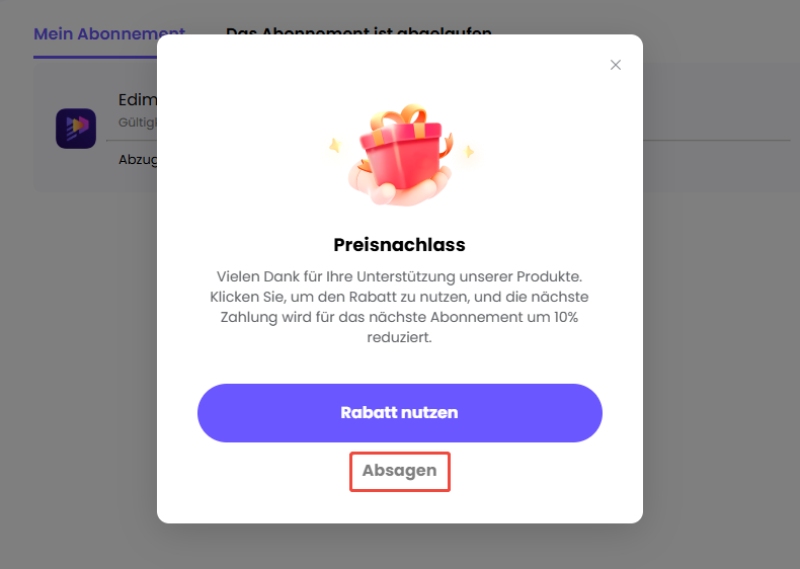 Klicken Sie auf Still Cancel